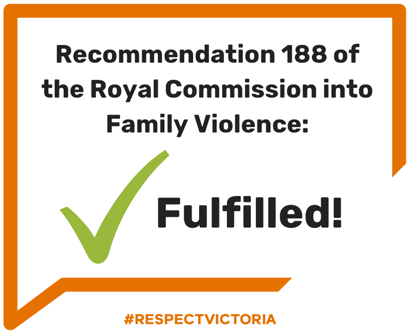 Recommendation 188 of the Royal Commission into Family Violence: Fulfilled