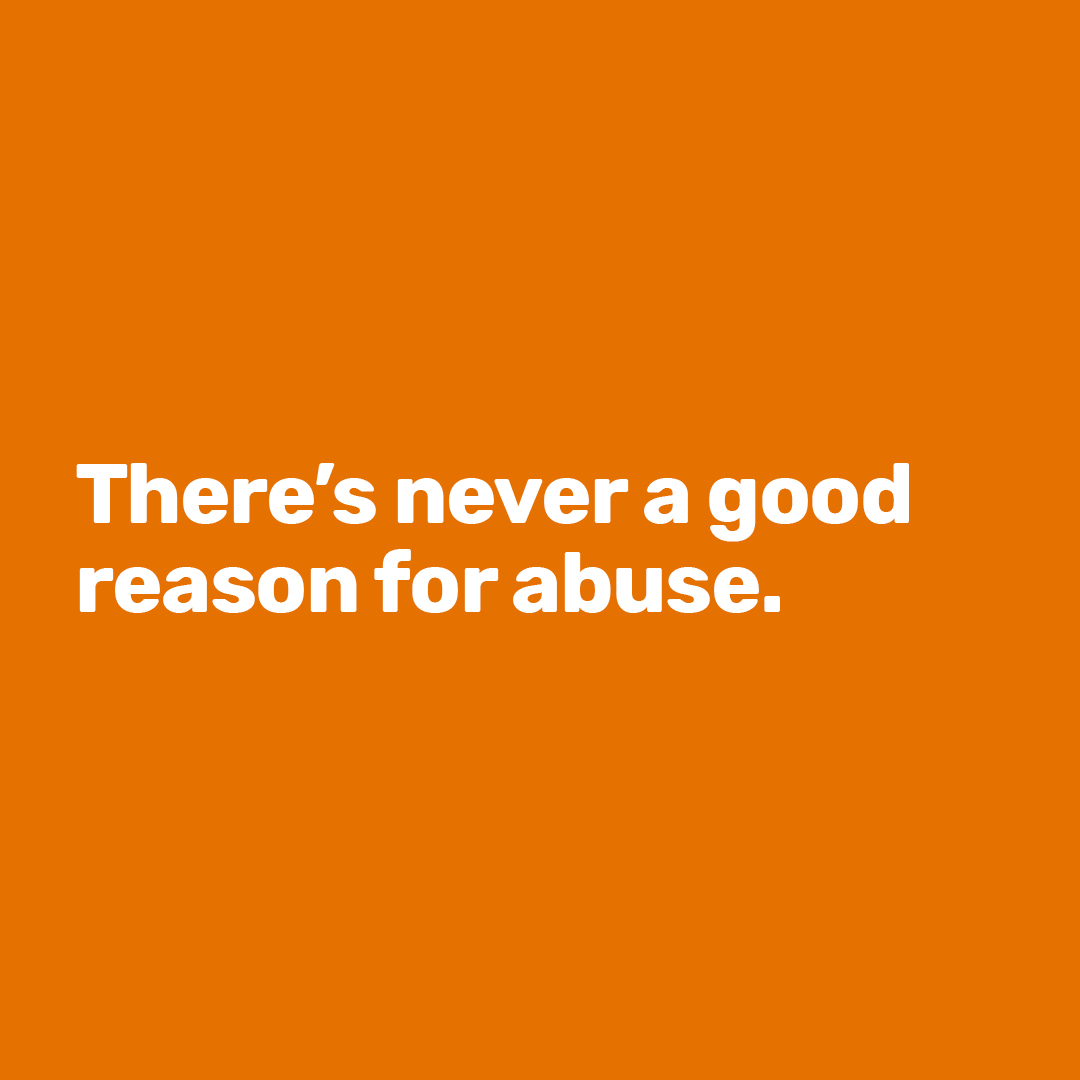 There's never a good reason for abuse text, white font on orange background
