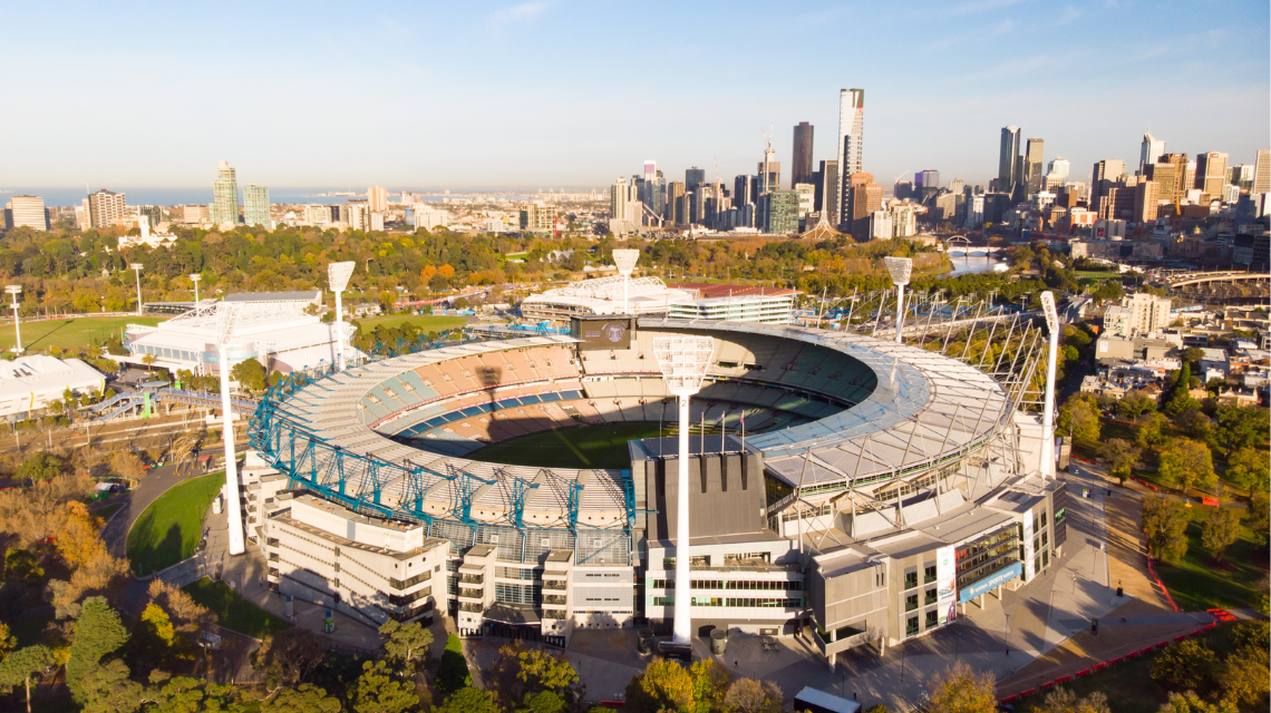 An aerial image of the Melbourne Cricket Ground (MCG)
